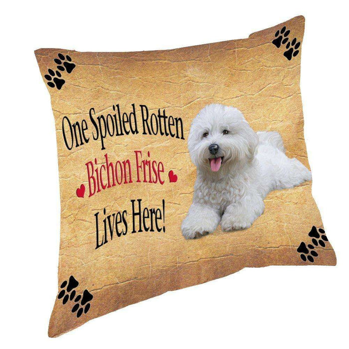 Bichon Frise Spoiled Rotten Dog Throw Pillow