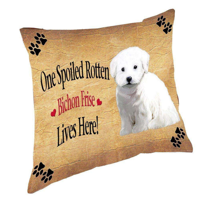 Bichon Frise Spoiled Rotten Dog Throw Pillow