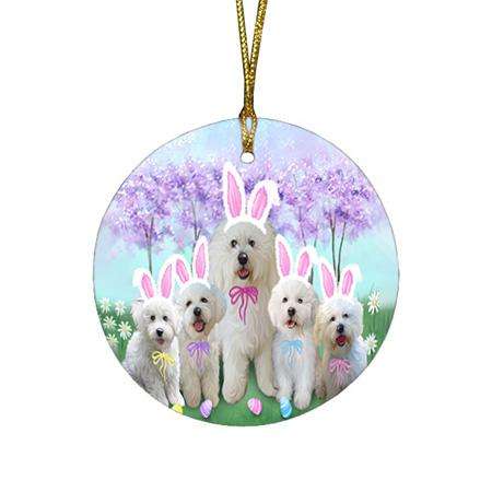 Bichon Frises Dog Easter Holiday Round Flat Christmas Ornament RFPOR49125