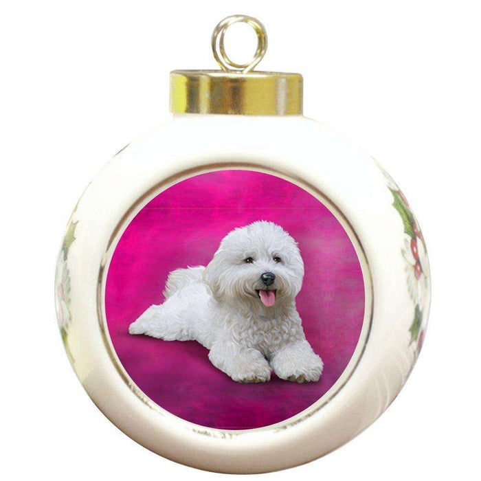 Bichon Frises Dog Round Ceramic Christmas Ornament
