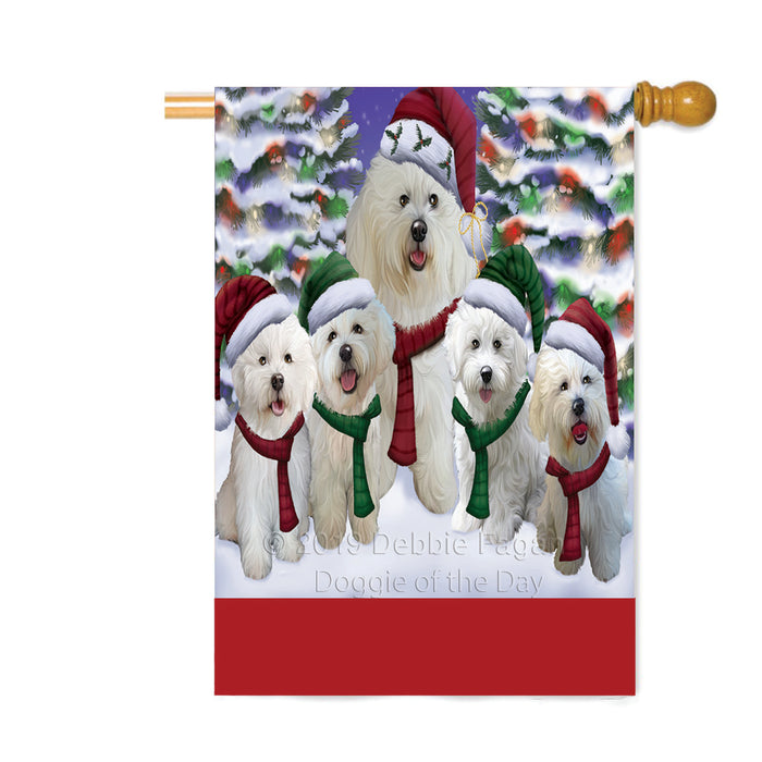 Personalized Christmas Happy Holidays Bichon Frise Dogs Family Portraits Custom House Flag FLG-DOTD-A59150