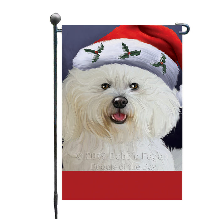 Personalized Christmas Holidays Bichon Frise Dog Wearing Santa Hat Portrait Head Custom Garden Flags GFLG-DOTD-A59804
