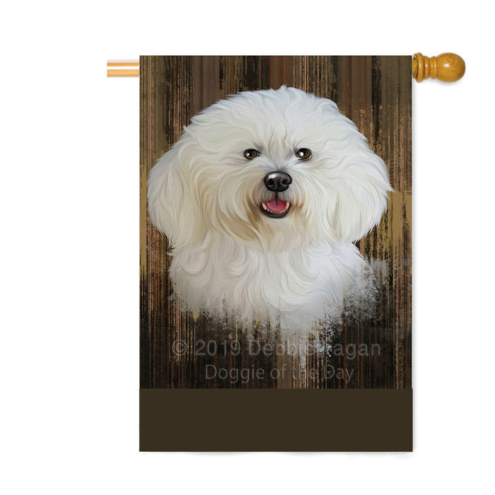 Personalized Rustic Bichon Frise Dog Custom House Flag FLG64508