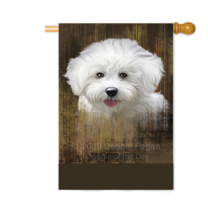 Personalized Rustic Bichon Frise Dog Custom House Flag FLG64509