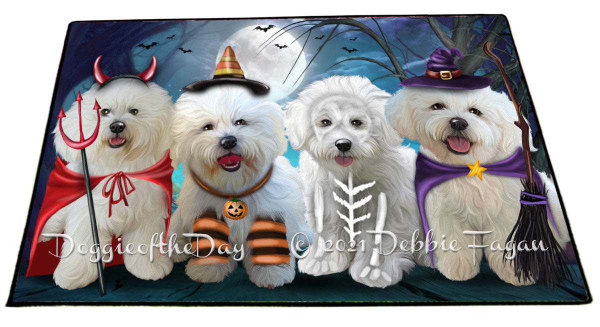 Happy Halloween Trick or Treat Bichon Frise Dogs Indoor/Outdoor Welcome Floormat - Premium Quality Washable Anti-Slip Doormat Rug FLMS58342