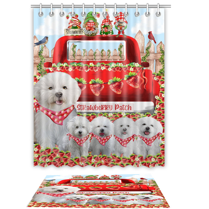 Bichon Frise Shower Curtain & Bath Mat Set - Explore a Variety of Personalized Designs - Custom Rug and Curtains with hooks for Bathroom Decor - Pet and Dog Lovers Gift