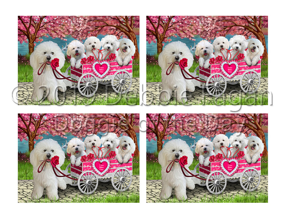 I Love Bichon Frise Dogs in a Cart Placemat