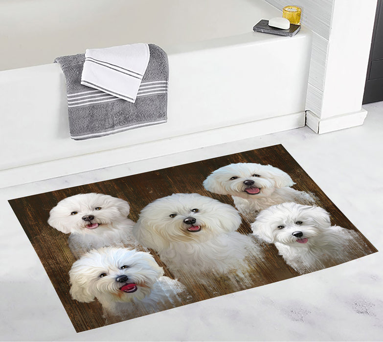 Rustic Bichon Frise Dogs Bath Mat