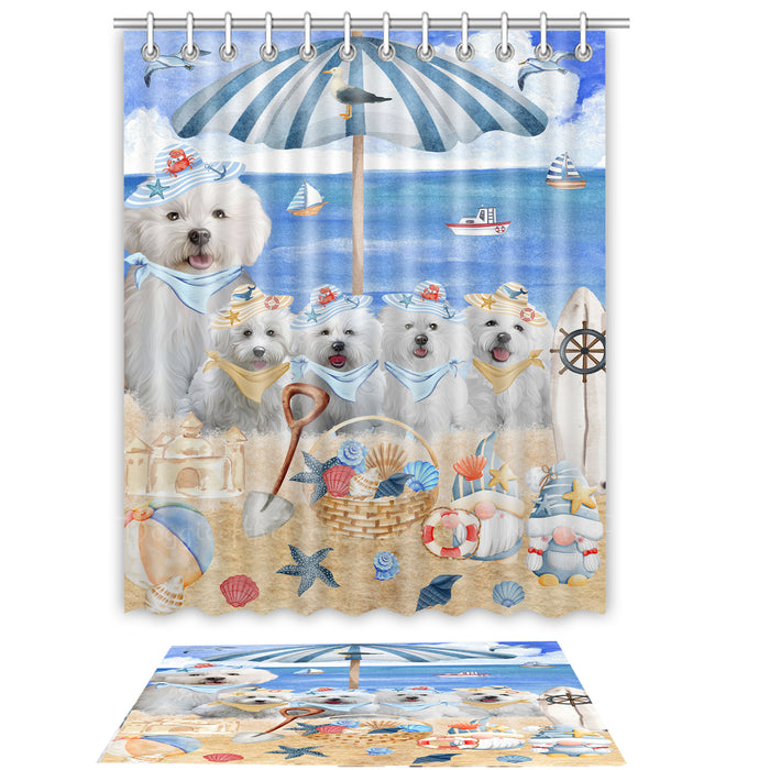 Bichon Frise Shower Curtain & Bath Mat Set - Explore a Variety of Custom Designs - Personalized Curtains with hooks and Rug for Bathroom Decor - Dog Gift for Pet Lovers