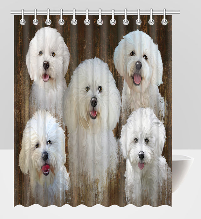Rustic Bichon Frise Dogs Shower Curtain