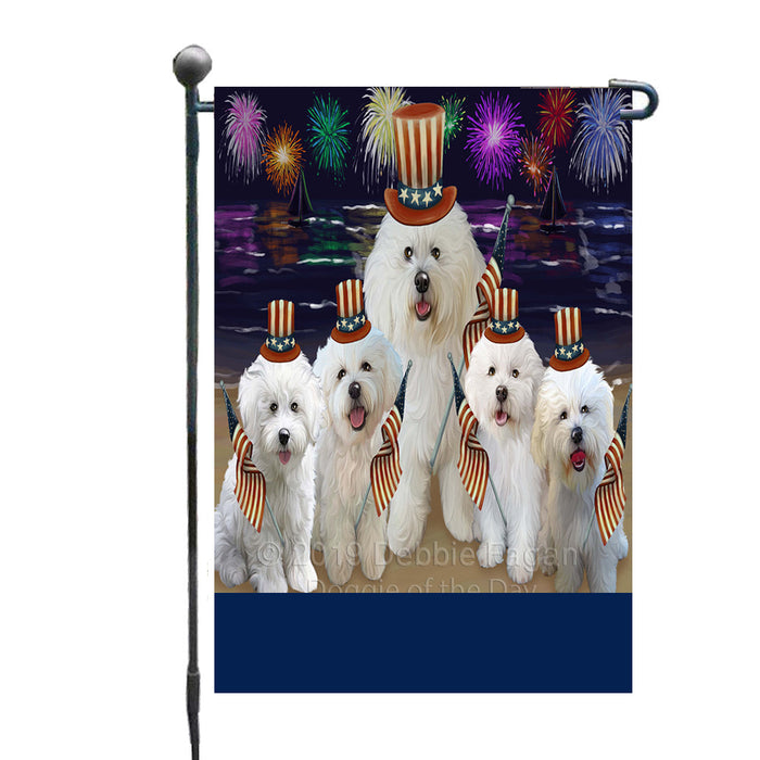 Personalized 4th of July Firework Bichon Frise Dogs Custom Garden Flags GFLG-DOTD-A57786