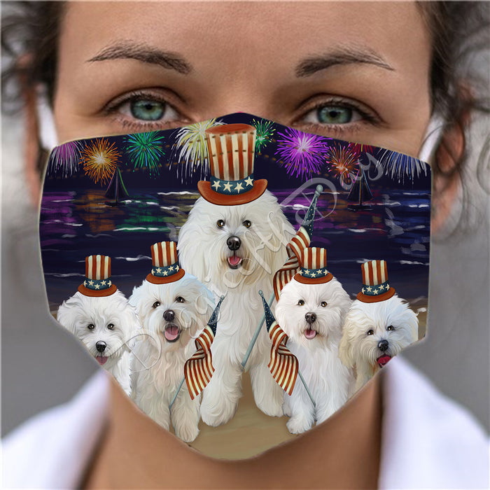 4th of July Independence Day Bichon Frise Dogs Face Mask FM49379