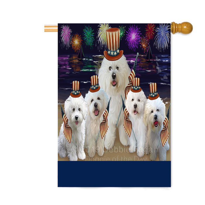 Personalized 4th of July Firework Bichon Frise Dogs Custom House Flag FLG-DOTD-A57842