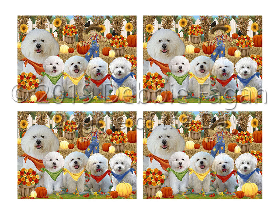 Fall Festive Harvest Time Gathering Bichon Frise Dogs Placemat
