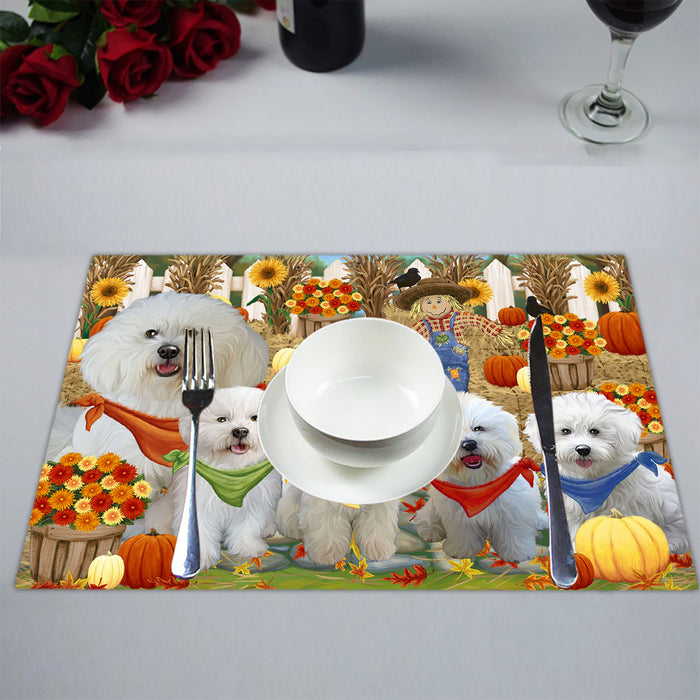 Fall Festive Harvest Time Gathering Bichon Frise Dogs Placemat