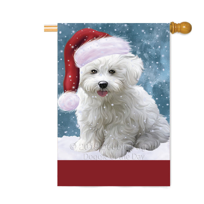 Personalized Let It Snow Happy Holidays Bichon Frise Dog Custom House Flag FLG-DOTD-A62319