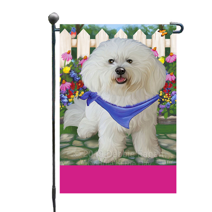 Personalized Spring Floral Bichon Frise Dog Custom Garden Flags GFLG-DOTD-A62751
