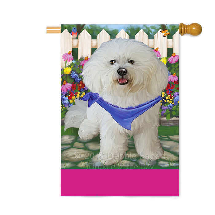 Personalized Spring Floral Bichon Frise Dog Custom House Flag FLG-DOTD-A62807