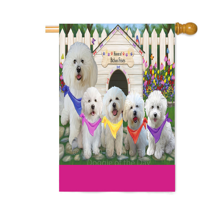 Personalized Spring Dog House Bichon Frise Dogs Custom House Flag FLG-DOTD-A62808