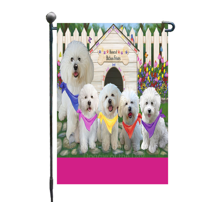 Personalized Spring Dog House Bichon Frise Dogs Custom Garden Flags GFLG-DOTD-A62752