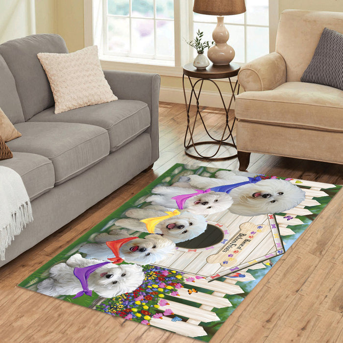 Spring Dog House Bichon Frise Dogs Area Rug