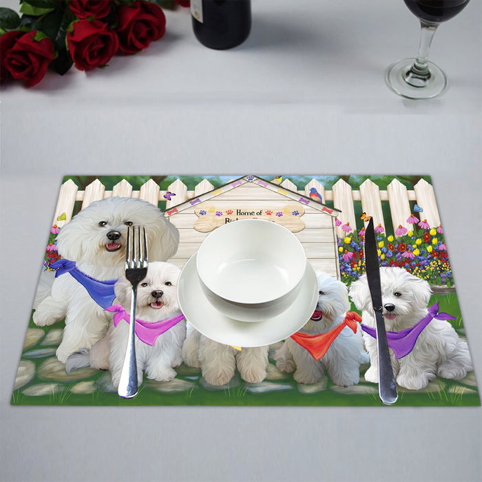 Spring Dog House Bichon Frise Dogs Placemat