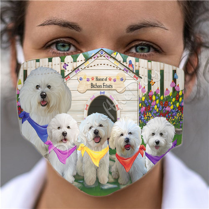 Spring Dog House Bichon Frise Dogs Face Mask FM48773