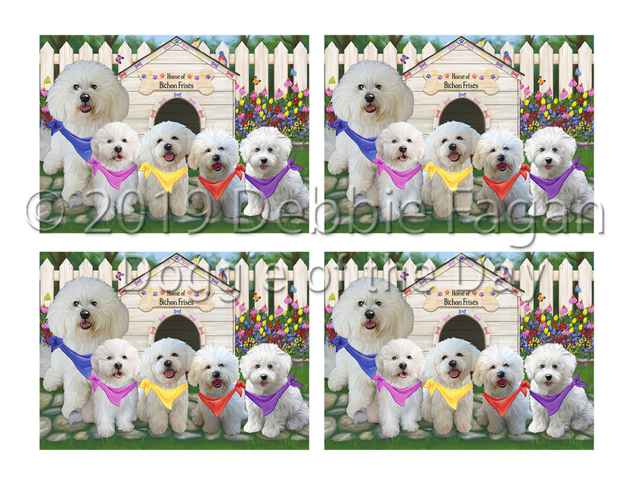 Spring Dog House Bichon Frise Dogs Placemat