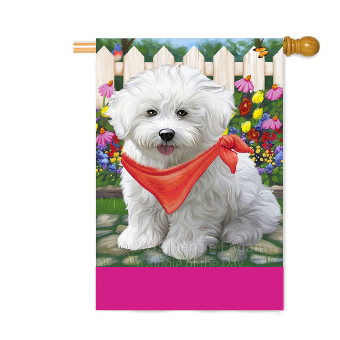Personalized Spring Floral Bichon Frise Dog Custom House Flag FLG-DOTD-A62809