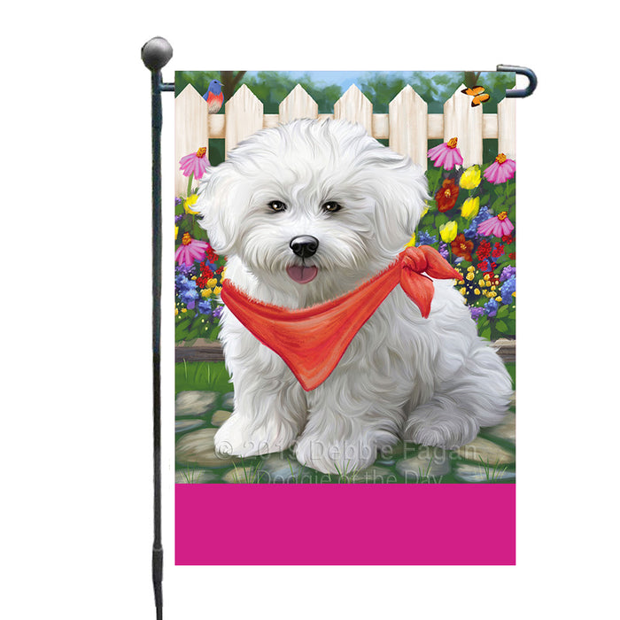 Personalized Spring Floral Bichon Frise Dog Custom Garden Flags GFLG-DOTD-A62753