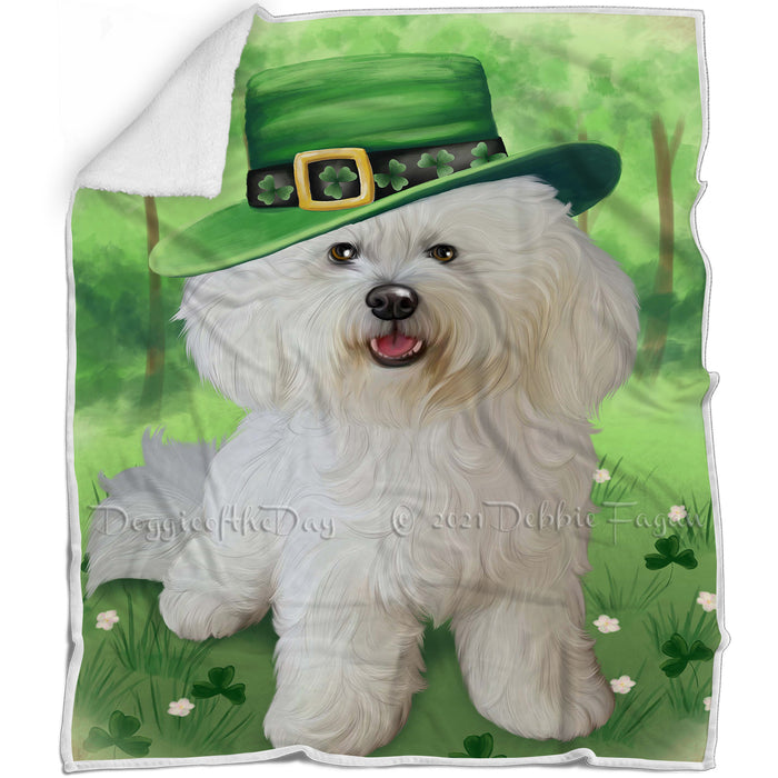 St. Patricks Day Irish Portrait Bichon Frise Dog Blanket BLNKT58404