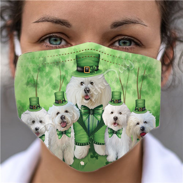 St. Patricks Day Irish Bichon Frise Dogs Face Mask FM50126
