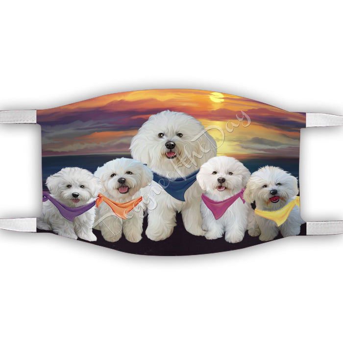 Family Sunset Bichon Frise Dogs Face Mask FM49177