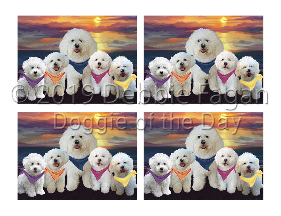 Family Sunset Portrait Bichon Frise Dogs Placemat