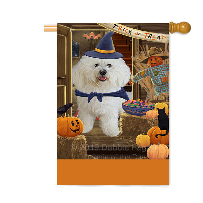 Personalized Enter at Own Risk Trick or Treat Halloween Bichon Frise Dog Custom House Flag FLG-DOTD-A59523