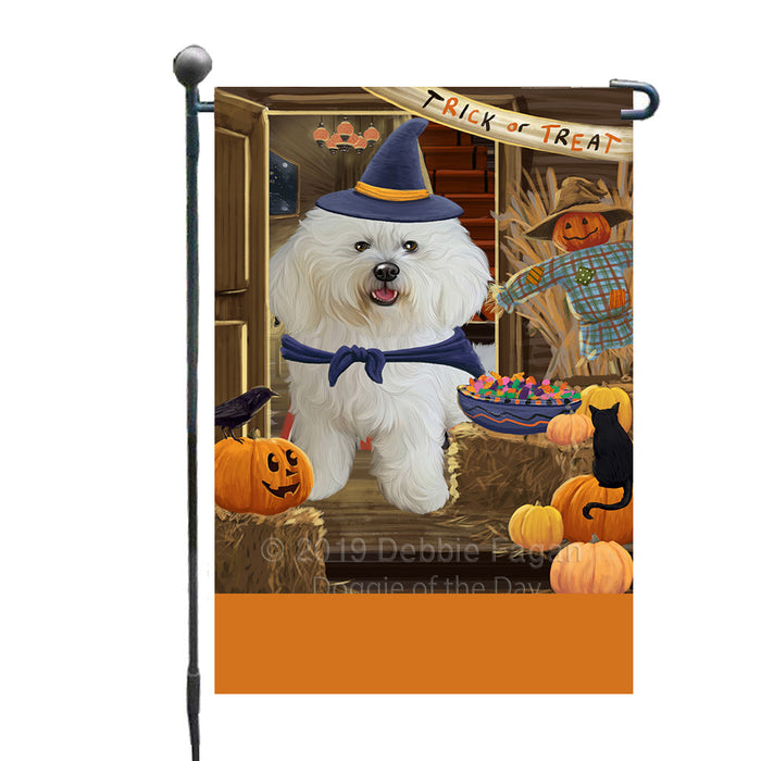 Personalized Enter at Own Risk Trick or Treat Halloween Bichon Frise Dog Custom Garden Flags GFLG-DOTD-A59467