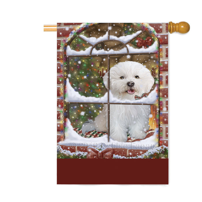 Personalized Please Come Home For Christmas Bichon Frise Dog Sitting In Window Custom House Flag FLG-DOTD-A60185
