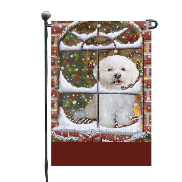 Personalized Please Come Home For Christmas Bichon Frise Dog Sitting In Window Custom Garden Flags GFLG-DOTD-A60129
