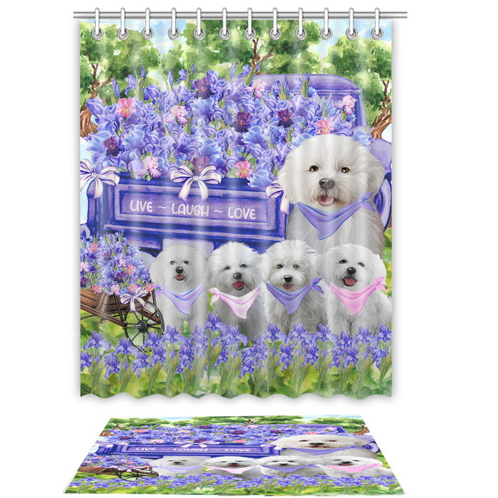 Bichon Frise Shower Curtain & Bath Mat Set: Explore a Variety of Designs, Custom, Personalized, Curtains with hooks and Rug Bathroom Decor, Gift for Dog and Pet Lovers