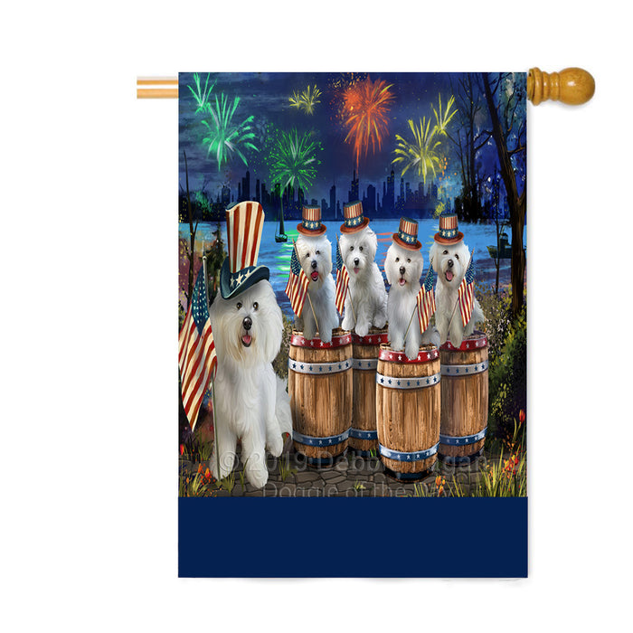 Personalized 4th of July Firework Bichon Frise Dogs Custom House Flag FLG-DOTD-A57844