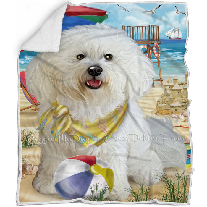 Pet Friendly Beach Bichon Frise Dog Blanket BLNKT52644