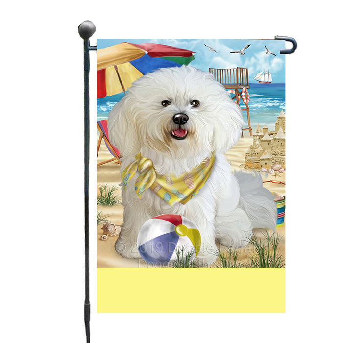 Personalized Pet Friendly Beach Bichon Frise Dog Custom Garden Flags GFLG-DOTD-A58182