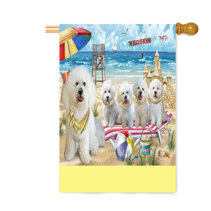 Personalized Pet Friendly Beach Bichon Frise Dogs Custom House Flag FLG-DOTD-A58239