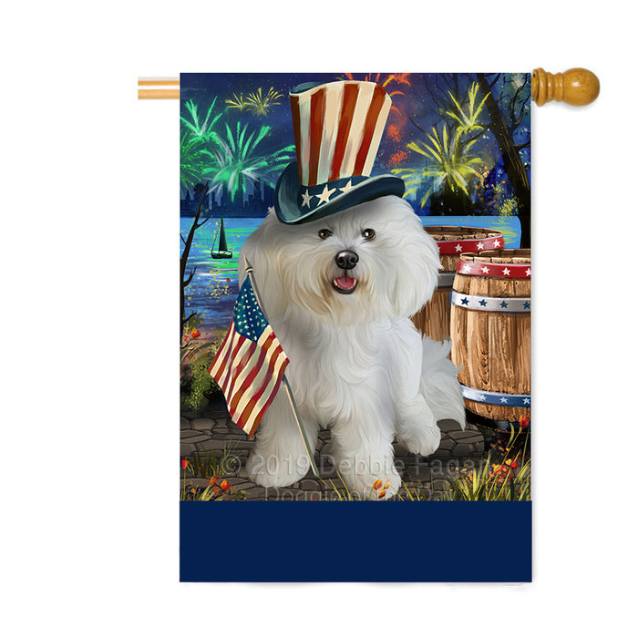 Personalized 4th of July Firework Bichon Frise Dog Custom House Flag FLG-DOTD-A57845