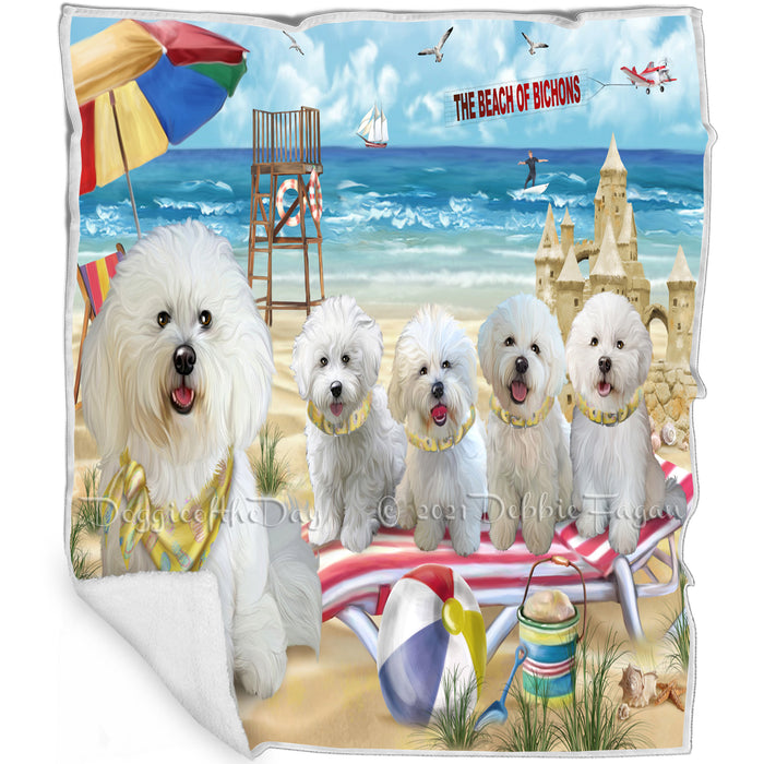 Pet Friendly Beach Bichon Frise Dog Blanket BLNKT52626