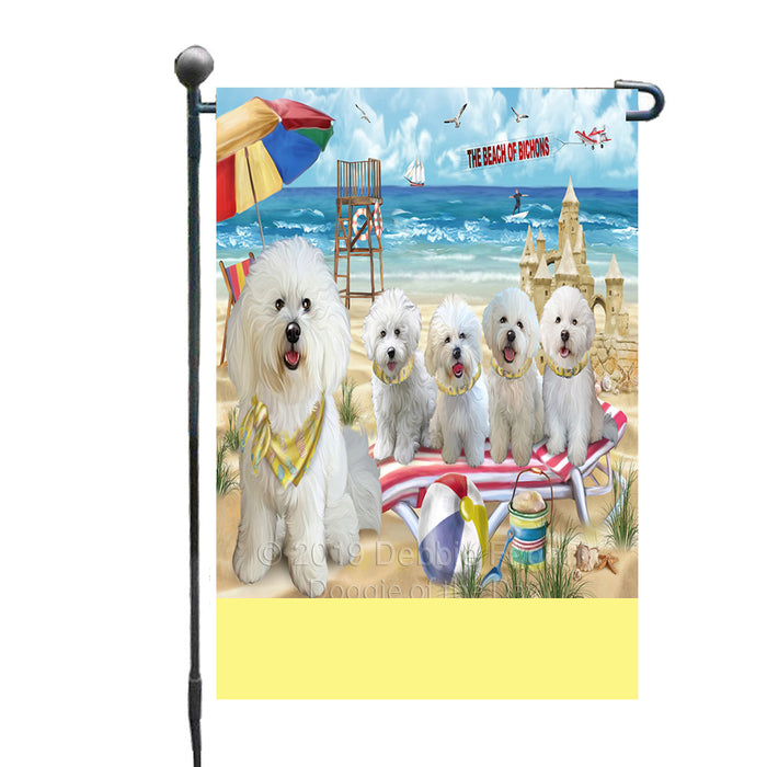 Personalized Pet Friendly Beach Bichon Frise Dogs Custom Garden Flags GFLG-DOTD-A58183