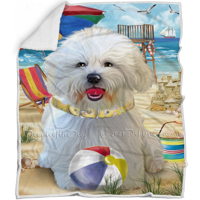 Pet Friendly Beach Bichon Frise Dog Blanket BLNKT52653