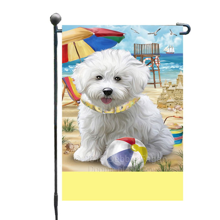 Personalized Pet Friendly Beach Bichon Frise Dog Custom Garden Flags GFLG-DOTD-A58184