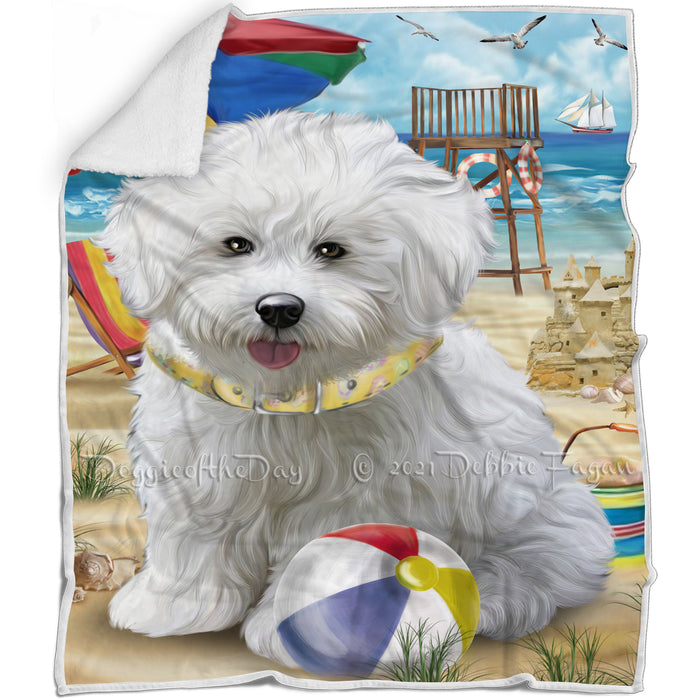 Pet Friendly Beach Bichon Frise Dog Blanket BLNKT52662