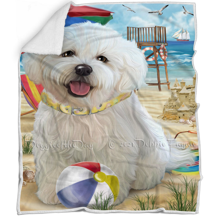 Pet Friendly Beach Bichon Frise Dog Blanket BLNKT52671